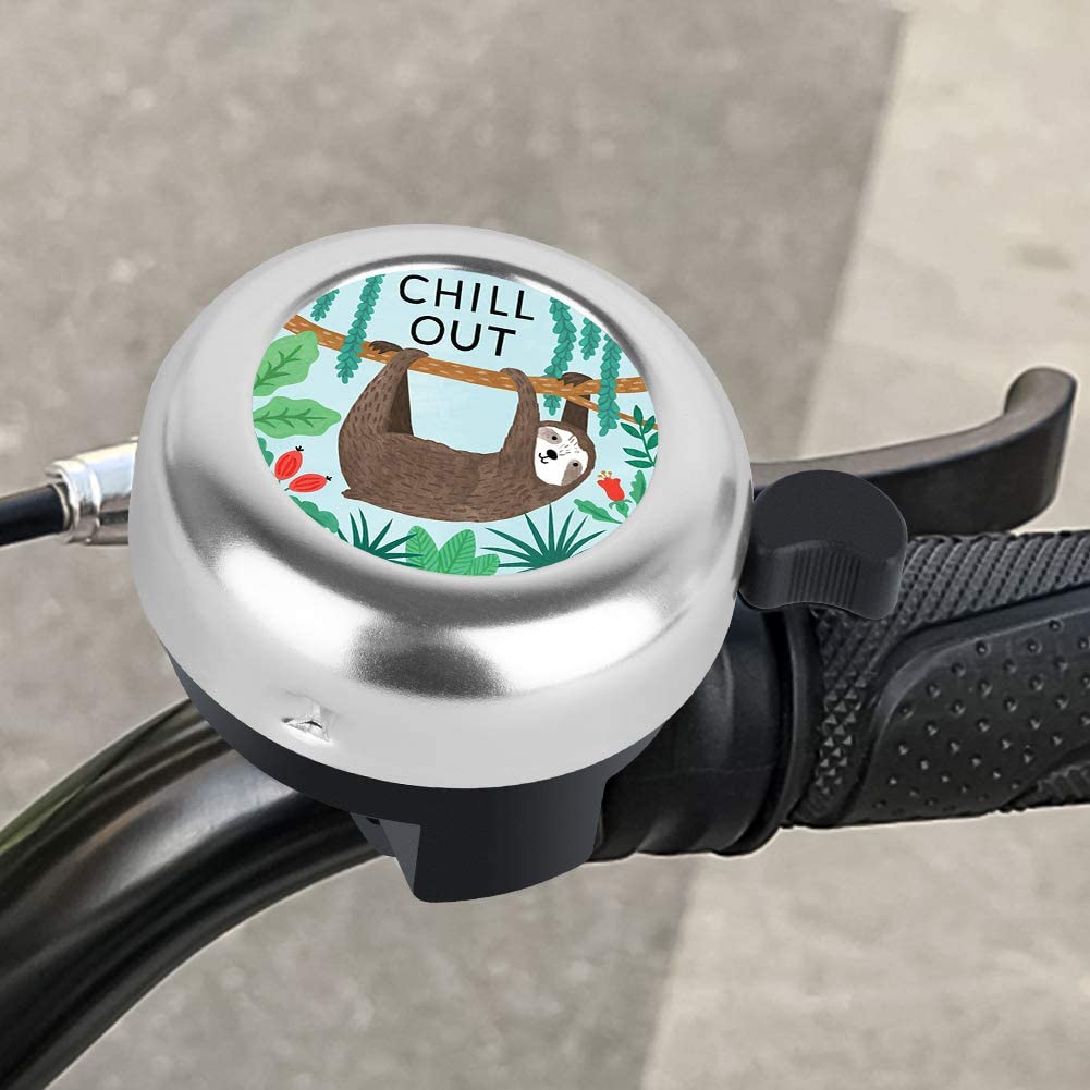 Mzelq Bicycle Bell Cute Clear Sound Adjustable Size Aluminum Bike Accessories Bell Ring For Girls Women Kids Adults (Cute Sloth)