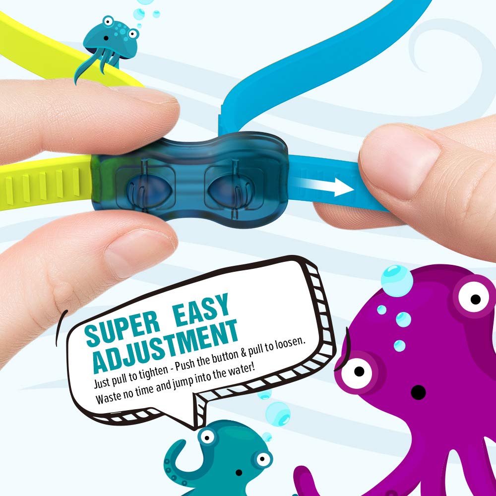 Outdoormaster Kids Swim Goggles 2 Pack - Quick Adjustable Strap Swimming Goggles For Kids - A