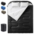 OLIXIS Double Sleeping Bag for Adults with Pillow, Lightweight Portable Queen 2 Person Sleeping Bag, Cold Weather Warm Zipper Sl