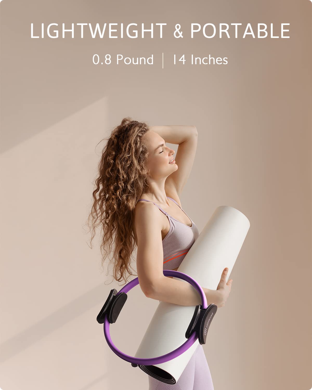 LIONSCOOL Pilates Ring Set (Purple) - 14 Pilates Ring, 9 Pilates Mini Ball and Three Fabric Resistance Bands Included