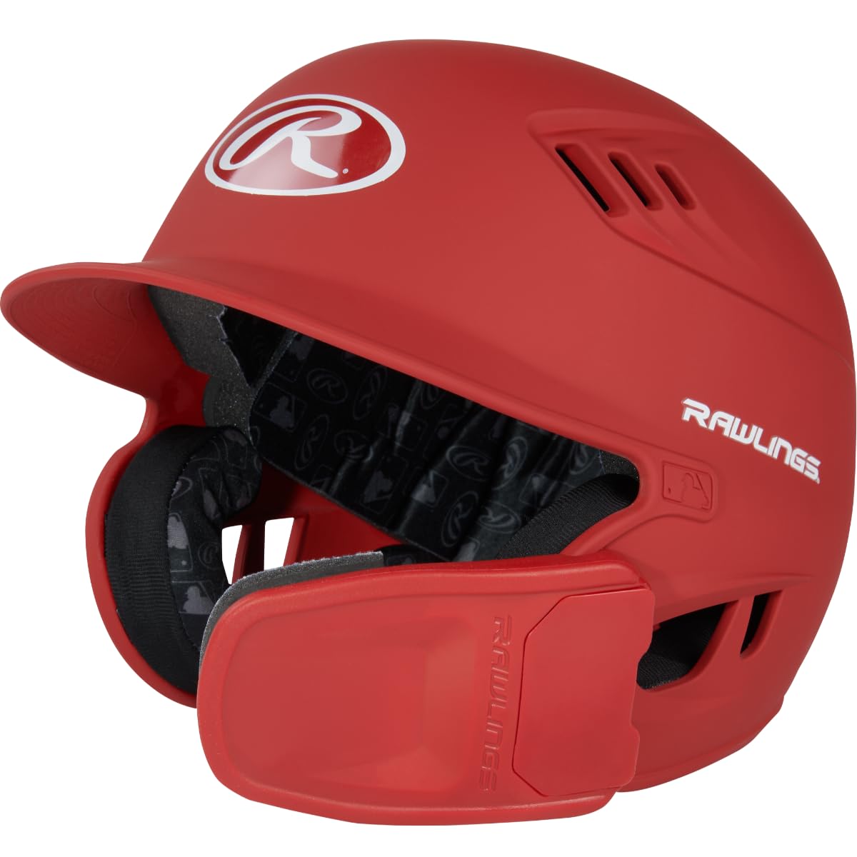 Rawlings | R16 REVERSIBLE EXT | Matte Batting Helmet | Reversible Face Guard | Senior (6 7/8 - 7 5/8) | Matte Scarlet