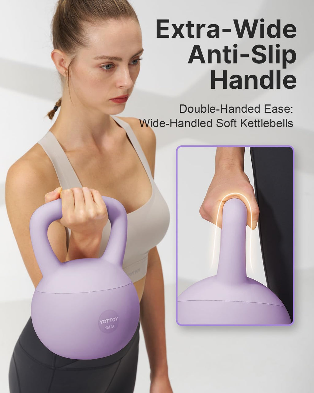 YOTTOY Soft Kettlebell,Kettlebell Anti-Slip Grip Weight for Home Workouts, Kettlebells Set Strength and Safety Guaranteed (Purpl