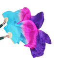 Kikigoal 1 Pair(Leftright) Women Real Silk Belly Dance Fan Veil, Length 180Cm Width 90Cm (Gradual Purple)