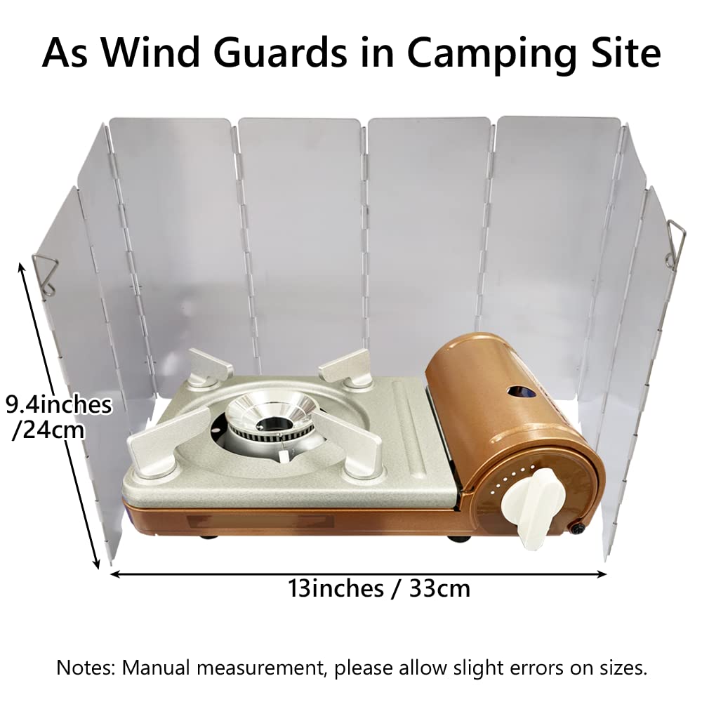Japard Aluminum Camping Stove Windshield, Windscreen For Camping Stove, 9.4X26In, 8 Plates, 8Oz Lightweight Portable Camp Stove