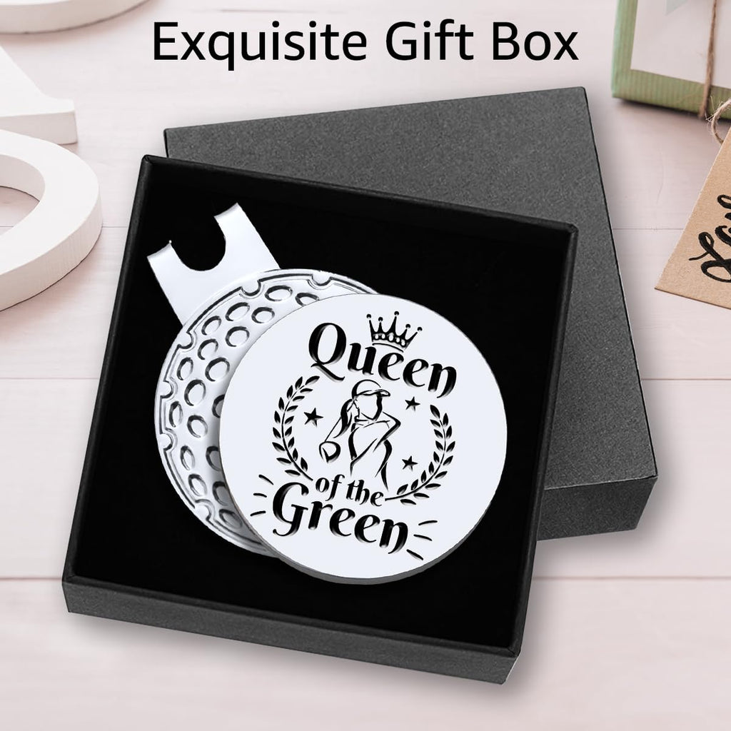 Hafhue Queen Of The Green Golf Ball Marker With Magnetic Hat Clip, Funny Golf Accessories And Golf Gifts For Women Her Mom Wife