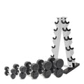 CAP Barbell 150 LB Chrome Handle Coated 12-Sided Dumbbell Set with Vertical White Rack
