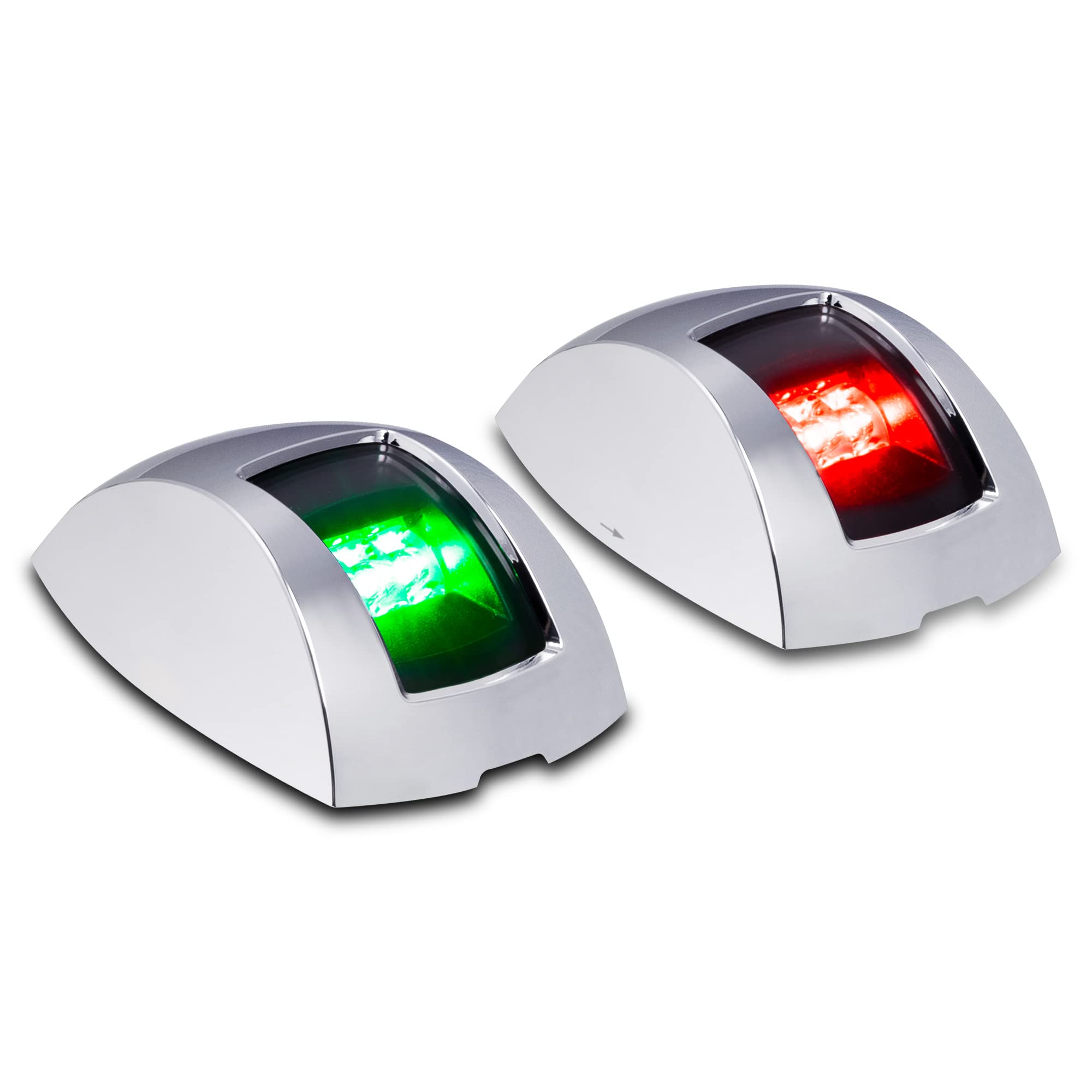 ONLINE LED STORE TRUE MODS Red Green Marine Navigation Light for Boats [USCG ABYC A-16 1NM] [IP67 Waterproof] [Chrome & ABS] 1 N