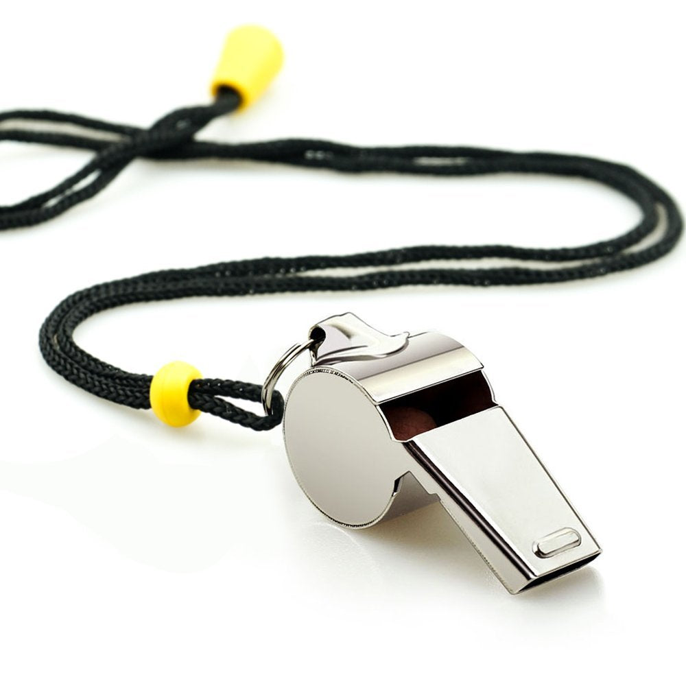 Hipat Whistle, 6 Pack Stainless Steel Sports Whistles With Lanyard, Loud Crisp Sound Whistles Bulk Great For Coaches, Referees,