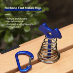 Fishbone Deck Anchor Pegs With Carabiners, Aluminium Deck Tent Stakes With Spring Buckle Aluminium Deck Windproof Tent Stakes Fo