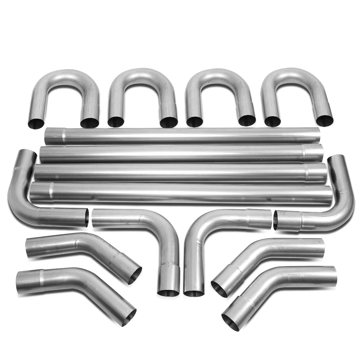 Dna Motoring Ztl-30Raw 16 Pcs 3 Inches Mild Steel Diy Custom Mandrel Exhaust Pipe Straight  U Bend Tube Kit,Universal Fit