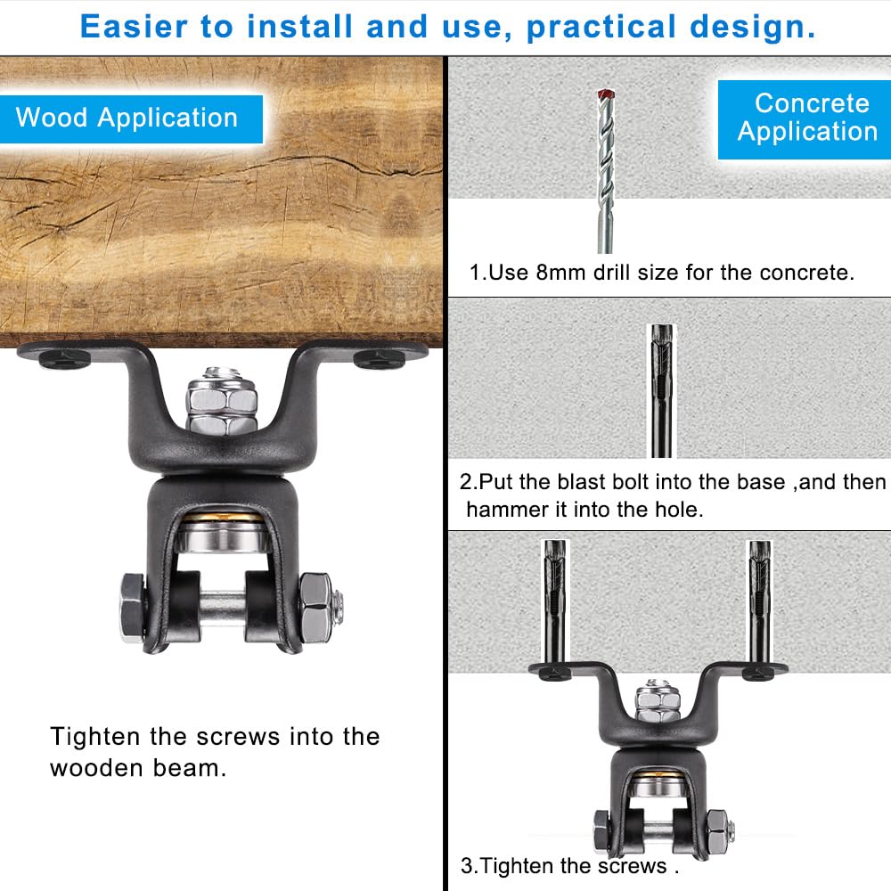 Benelabel Heavy Duty Punching Bag Hanger - 360    Rotation Wood Beam Holder With Bearing Swivel - Easy To Install - Durable Mate