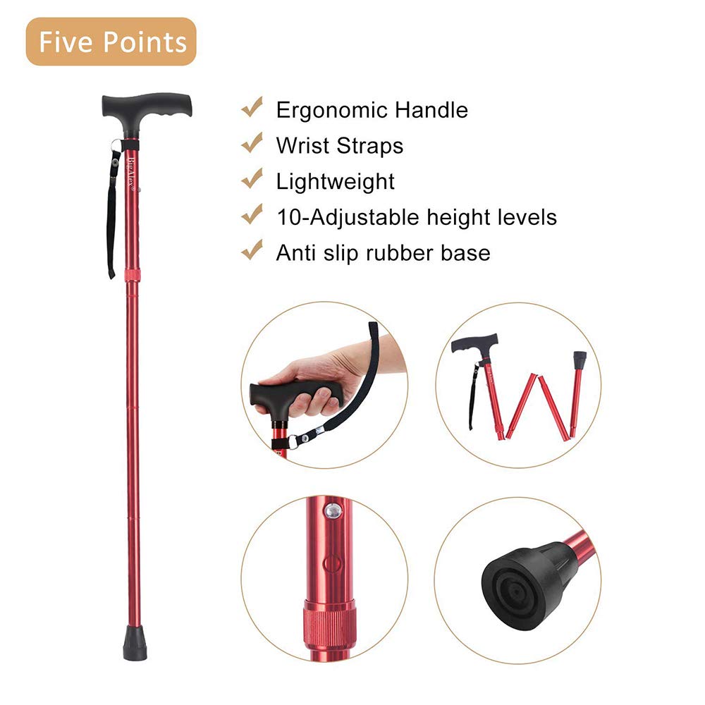Fullgaden Upgraded Version Hiking/Trekking/Camping Stick&Pole Foldable, Portable, Adjustable Hand Walking Cane, Mountaineering C