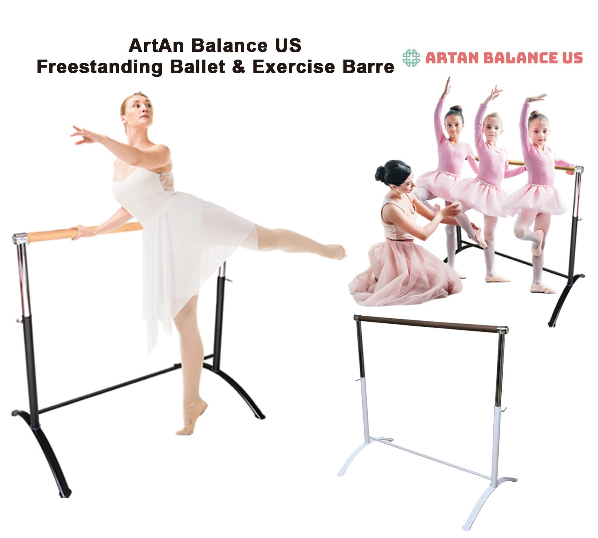 Ballet Barre Portable For Home Or Studio, Freestanding Adjustable Bar For Stretch, Balance, Pilates, Dance Or Active Workouts, S