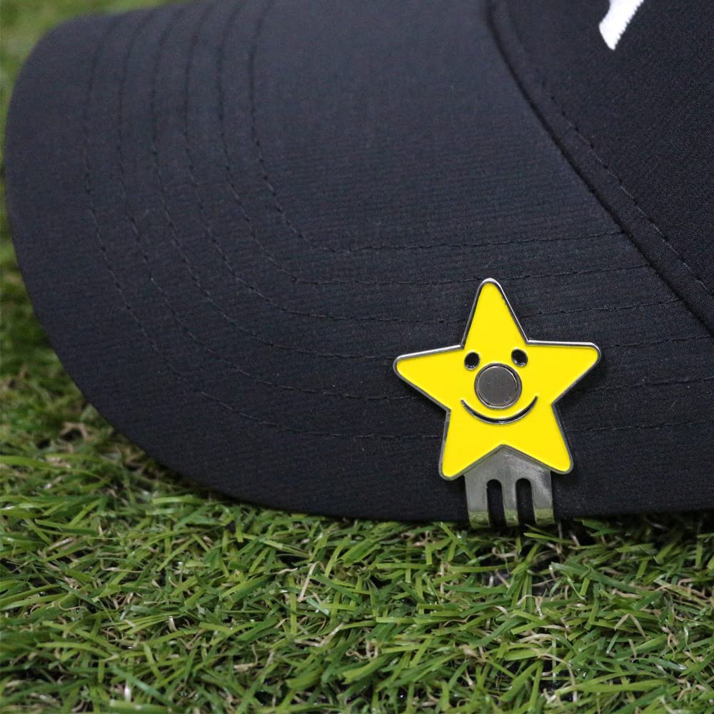 Pinmei Flower Golf Ball Marker With Golf Hat Clip For Your Friend (Yellow Smile)