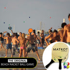 W4W Kadima Beach Paddle Ball Racket Set - Bundle Pack Includes 4 Balls & 2 Paddles - Natural