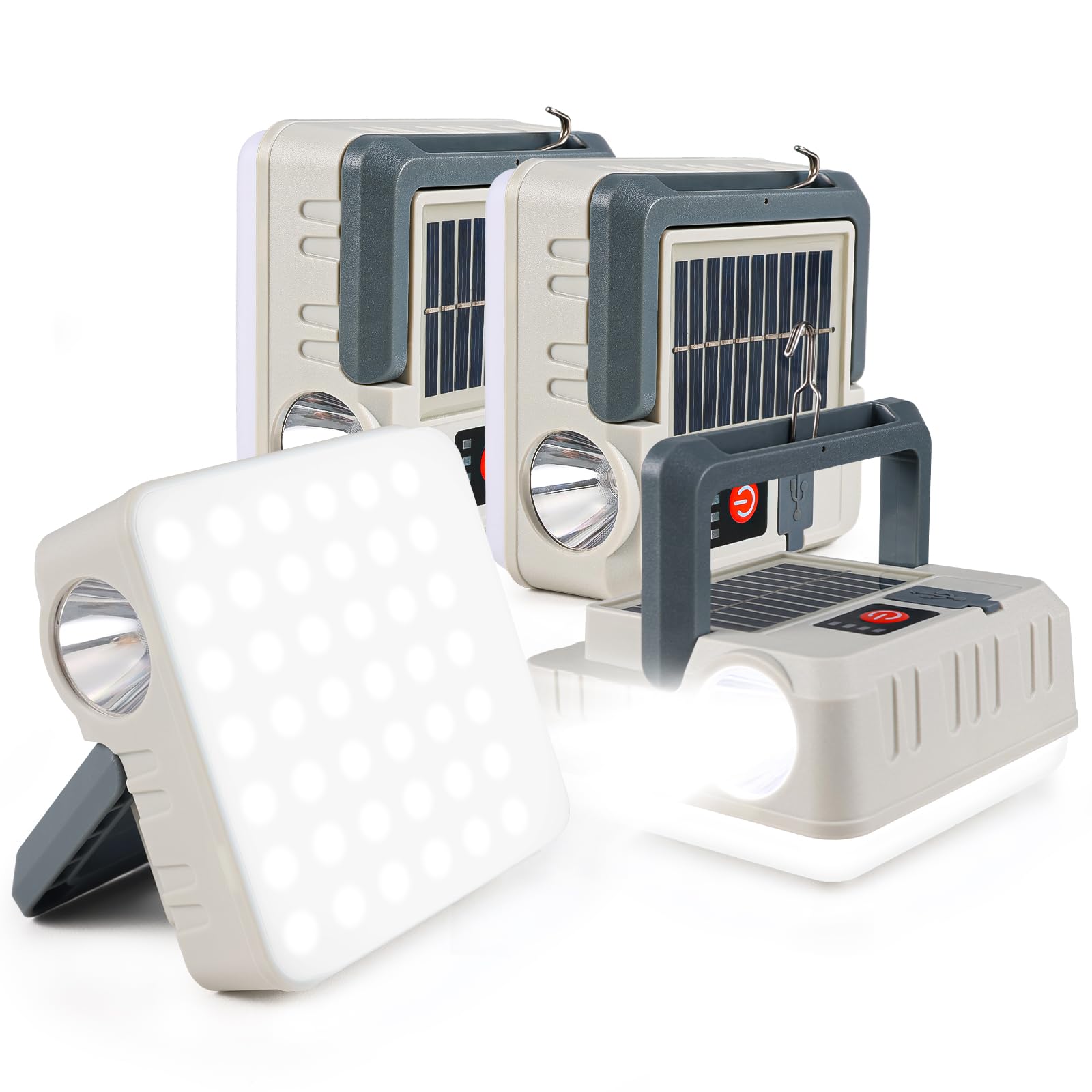 LaliBuBB Portable Solar Power Lanterns 4 Pack, Lanterns for Power Outages, 5 Light Modes LED Camping Lights Lantern Flashlight, 