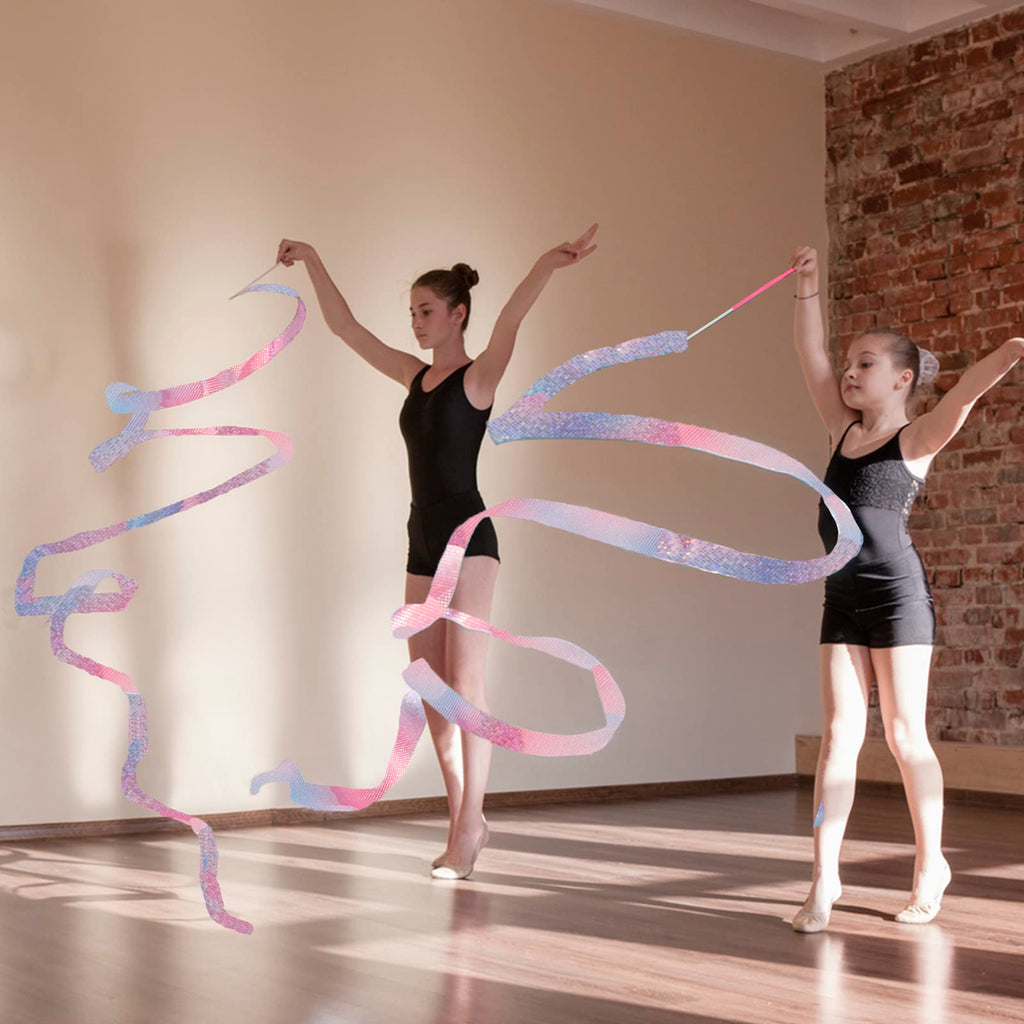 Kaiyuan Dynasty 4Pcs Dance Ribbons Sparkling Dance Ribbon Streamer 78.7Inch Gymnastics Ribbon Dancer Wand Twirling Dancing Ribbo