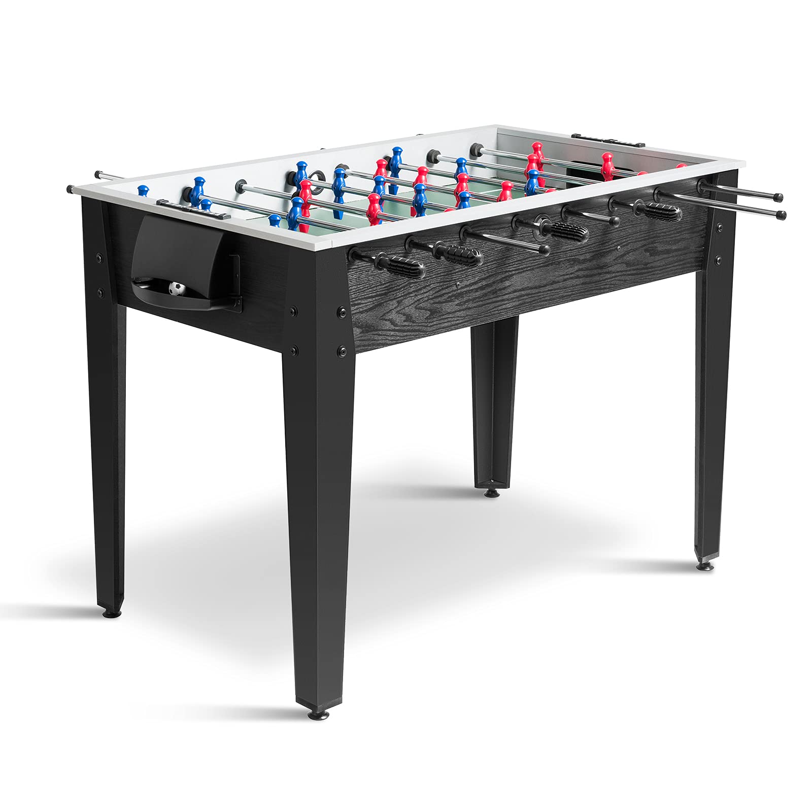 RELAX4LIFE 48 Foosball Table, Wooden Soccer Game Table with 2 Footballs, Score Devices, Recreational Foosball Games for Kids &