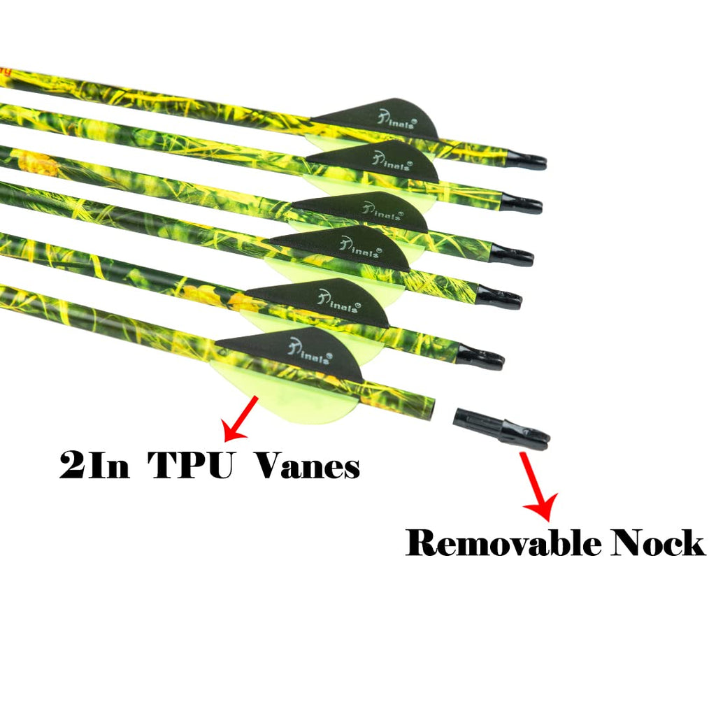 Pinals Archery 28 300 340 350 400 Spine Carbon Hunting Arrows For Compound Recurve Bow Practice Target 28 Inch Camo Arrow Shaft