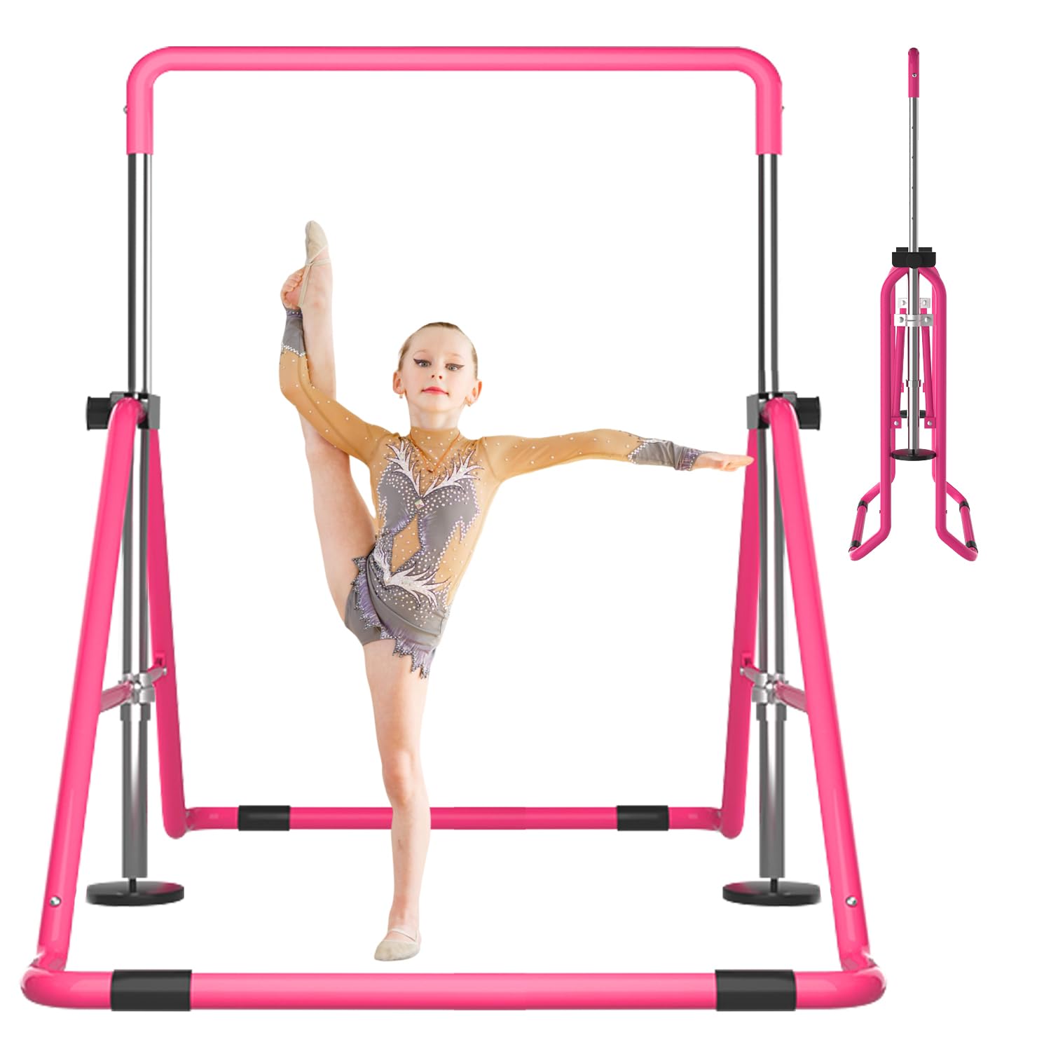Dobests Foldable Gymnastics Bars For Home Gymnastic Equipment For Kids Adjustable Junior Training Bars For 3-7 Years Old Childre