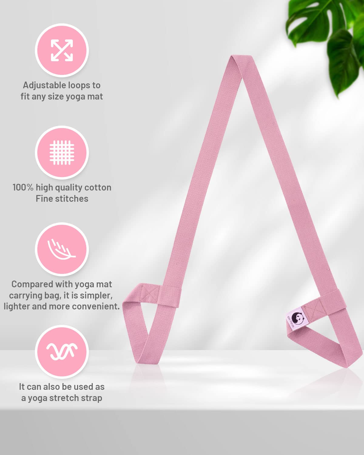 Slim Panda Yoga Mat Straps For Carrying,Adjustable Yoga Mat Carrier, Yoga Mat Sling(Yoga Mat Not Included)(Light Pink