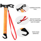 Carbon Steel Aluminum Camping Hammer, 12 Small Lightweight Three-In-One Functional Tent Stake Hammer For Hiking Kit Orange