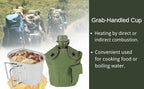 Begrit Military Canteen Army Canteen Wwii Us G.I. Style Canteen Kit With Aluminum Cup Stainless Steel Foldable Spoon Fork For Hi