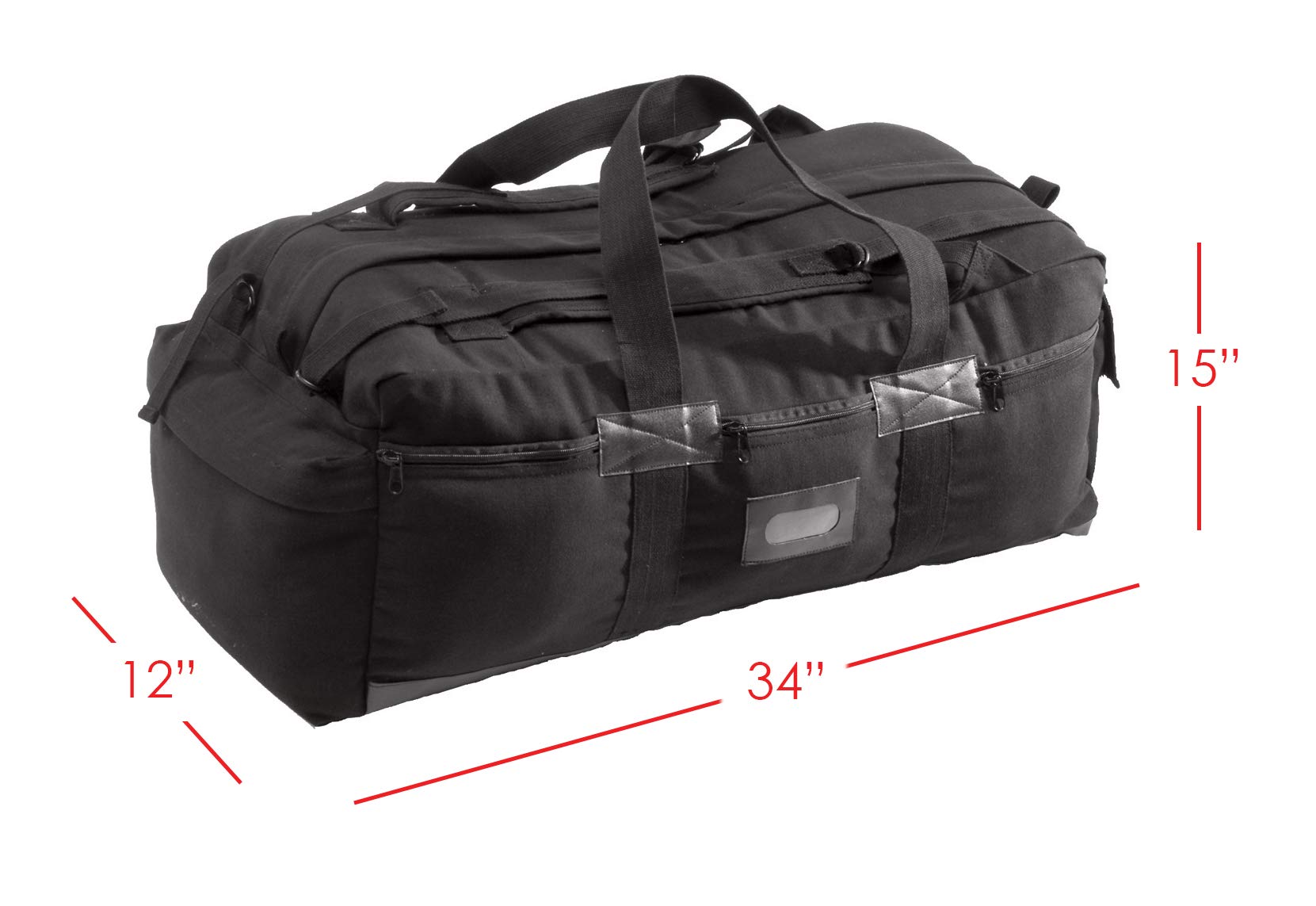 Texsport Tactical Travel Bag With Padded Shoulder Straps To Carry On Your Back , Black, 34'' X 15'' X 12''
