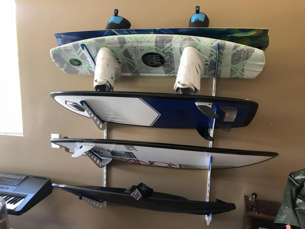 Storeyourboard Wakeboard Wall Storage Rack, Metal Adjustable 4 Wakeboard And Wakesurf Mount