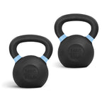 Yes4All Powder Coated Cast Iron Kettlebell Pair Light Blue - 16 Kg / 35 Lb Strength Training Kettlebells Weight Set For Full Bod