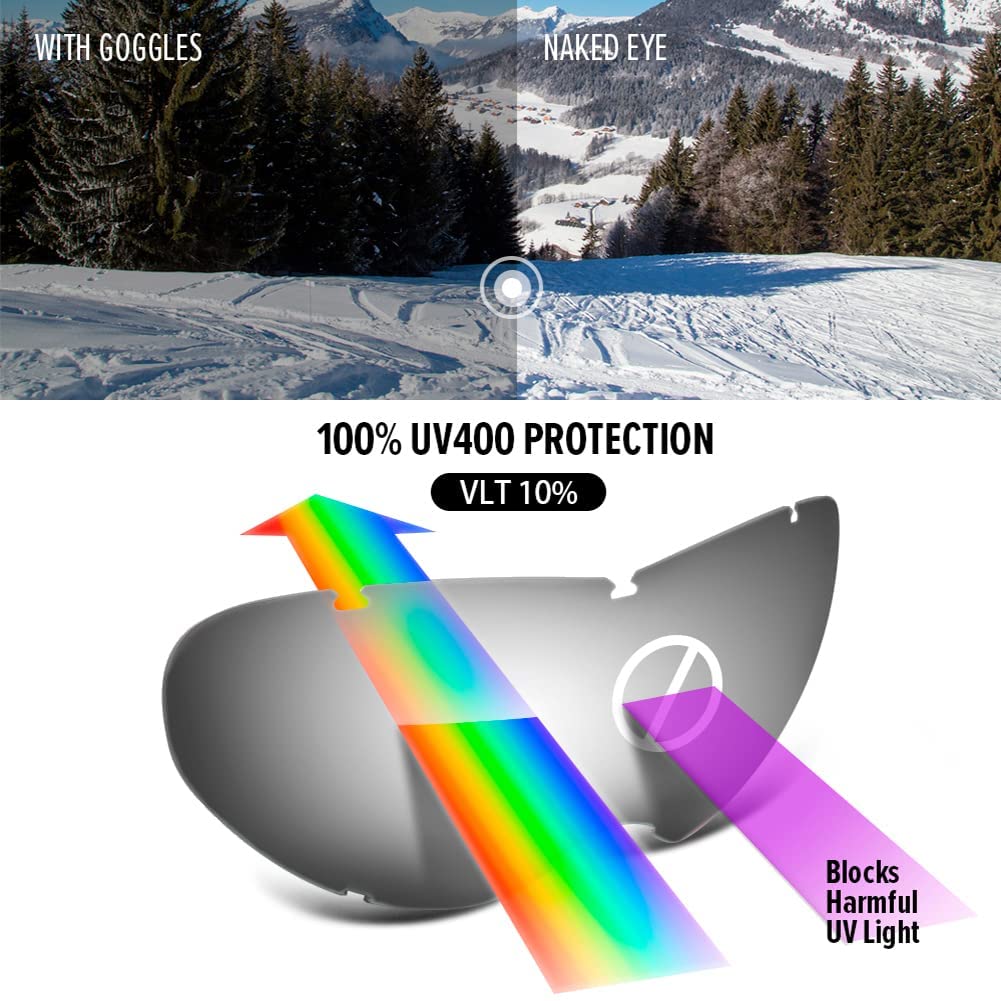 OutdoorMaster Kids Ski Goggles, Snowboard Goggles - Youth Snow Goggles - VLT28% White Frame Light Rose Red Lens