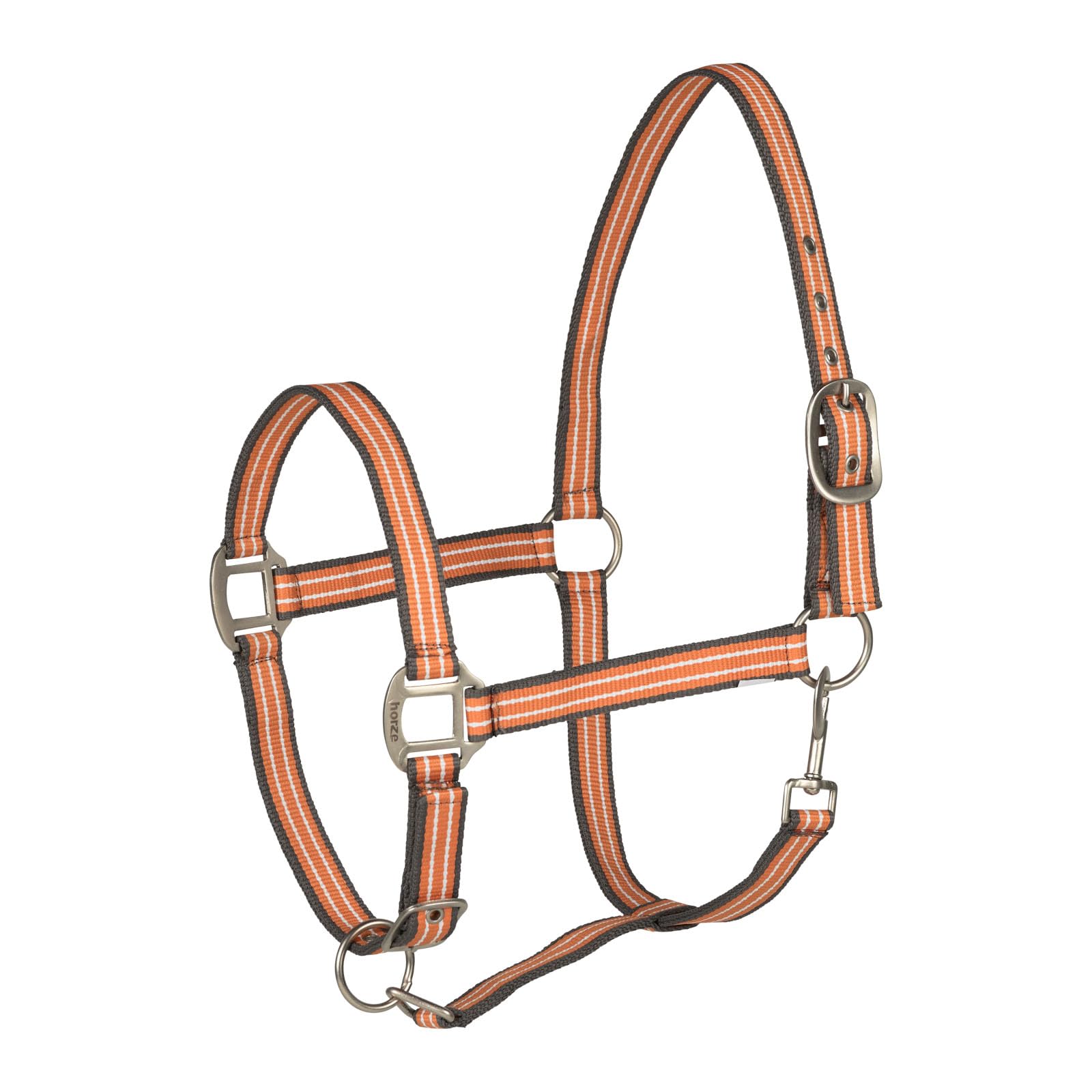 HORZE Adepto Adjustable Horse Halter | Soft, Durable Polyester - Coral Gold - Cob