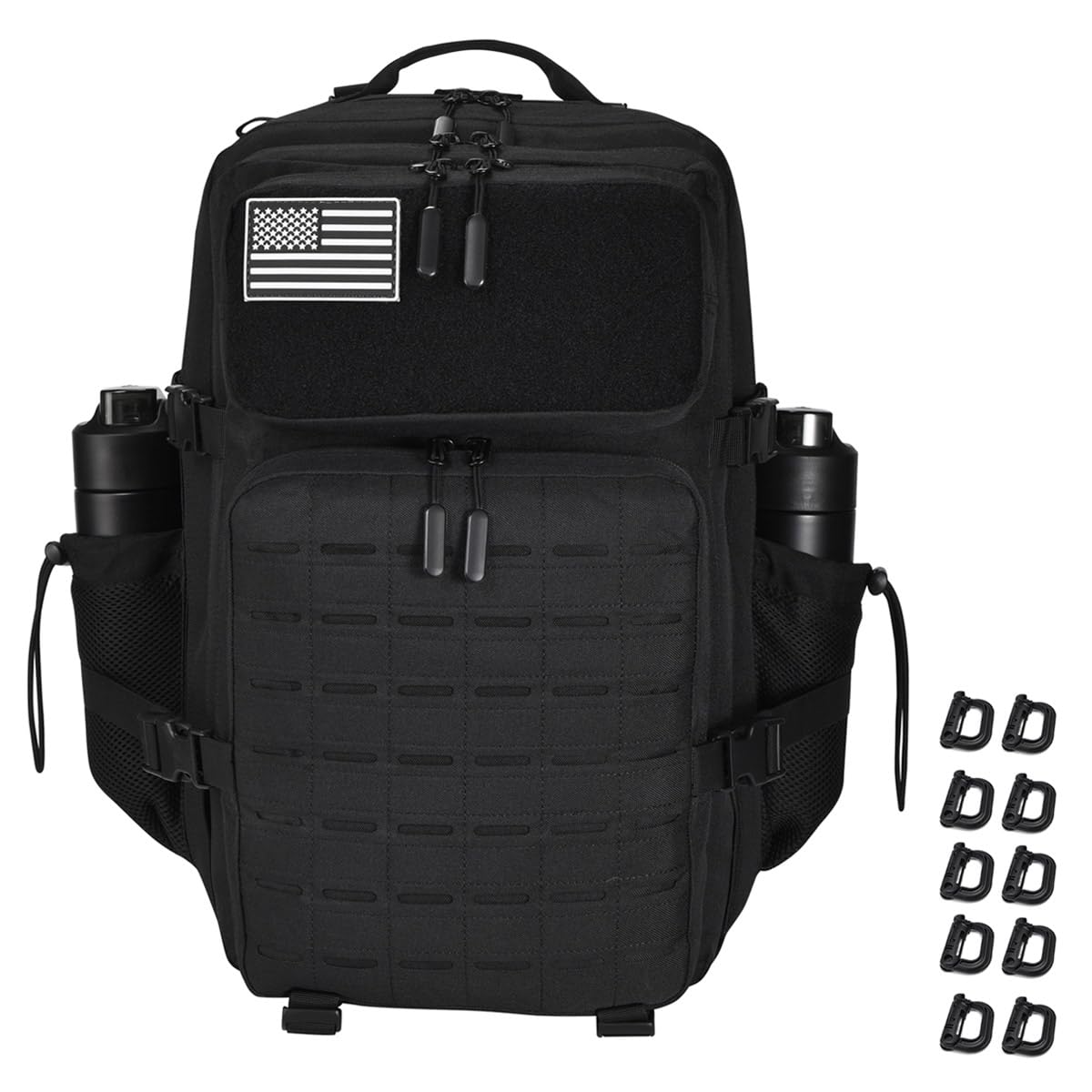 R.SASR 45L Tactical Backpack for Men Women, Military Assault Pack with MOLLE, Large 3 Day Bug Out Bag for Hiking Camping (Black-