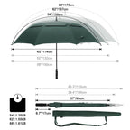 G4Free 68 Inch Extra Large Automatic Open Golf Umbrella Oversize Double Canopy Windproof Waterproof Stick Umbrellas(Dark Green)