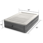 Intex 64095T Truaire Luxury Queen-Sized Air Mattress 18 Inch Tall Airbed With Built-In Air Pump And Carrying Storage Bag, Gray