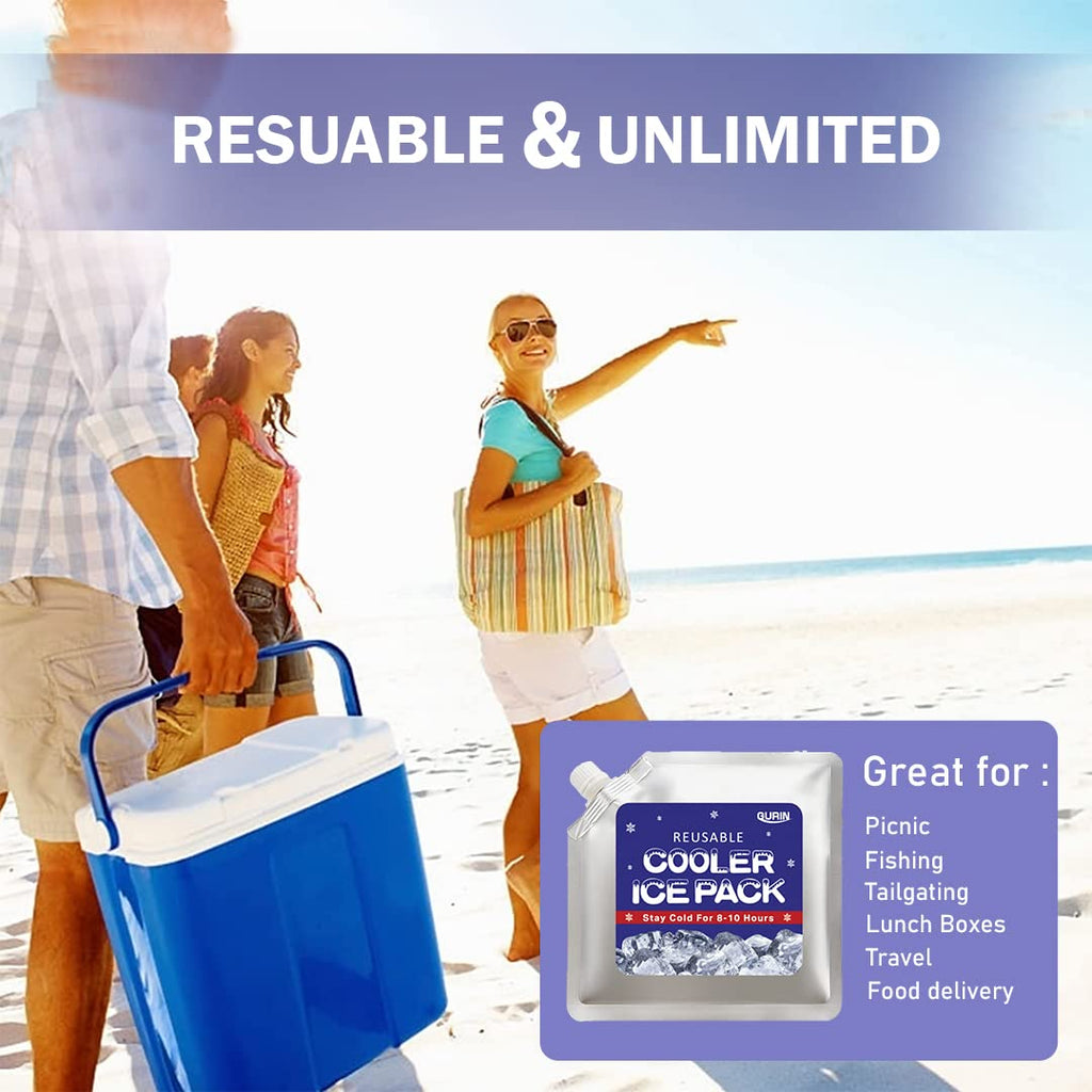Gurin Reusable Ice Packs For Lunch Box, Bag, Or Backpack Coolers - Cold Up To 8-12 Hours Long Lasting For Camping Picnic, Outdoo