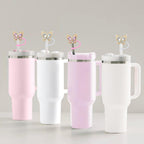SEMATA 2PCS Cute Butterfly Straw Cover Cap for Stanley Cup Accessories,Bling Crystals Straw Toppers for Stanley Tumbler 40&30 oz