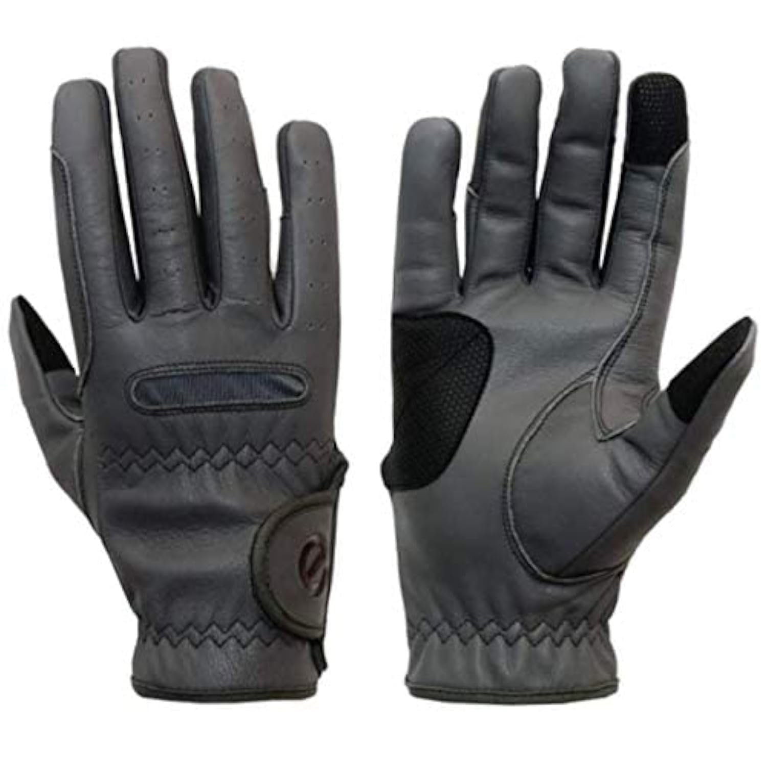 eGlove eQUEST GripPro Leather Touchscreen Horse Riding Gloves (Grey, X-Small)
