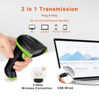 Tera Barcode Scanner Wireless Versatile 2-In-1 (24Ghz Wirelessusb 20 Wired) With Battery Level Indicator 328 Feet Transmission D