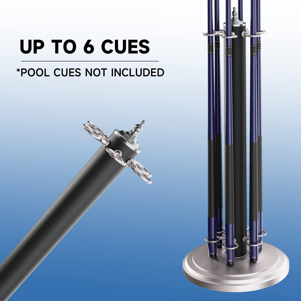 Gse Stand-Style Metal Billiard Pool Cue Rack Only. Holds 6 Pool Cue Sticks (Several Colors Available) (Matte Black & Brushed Nic