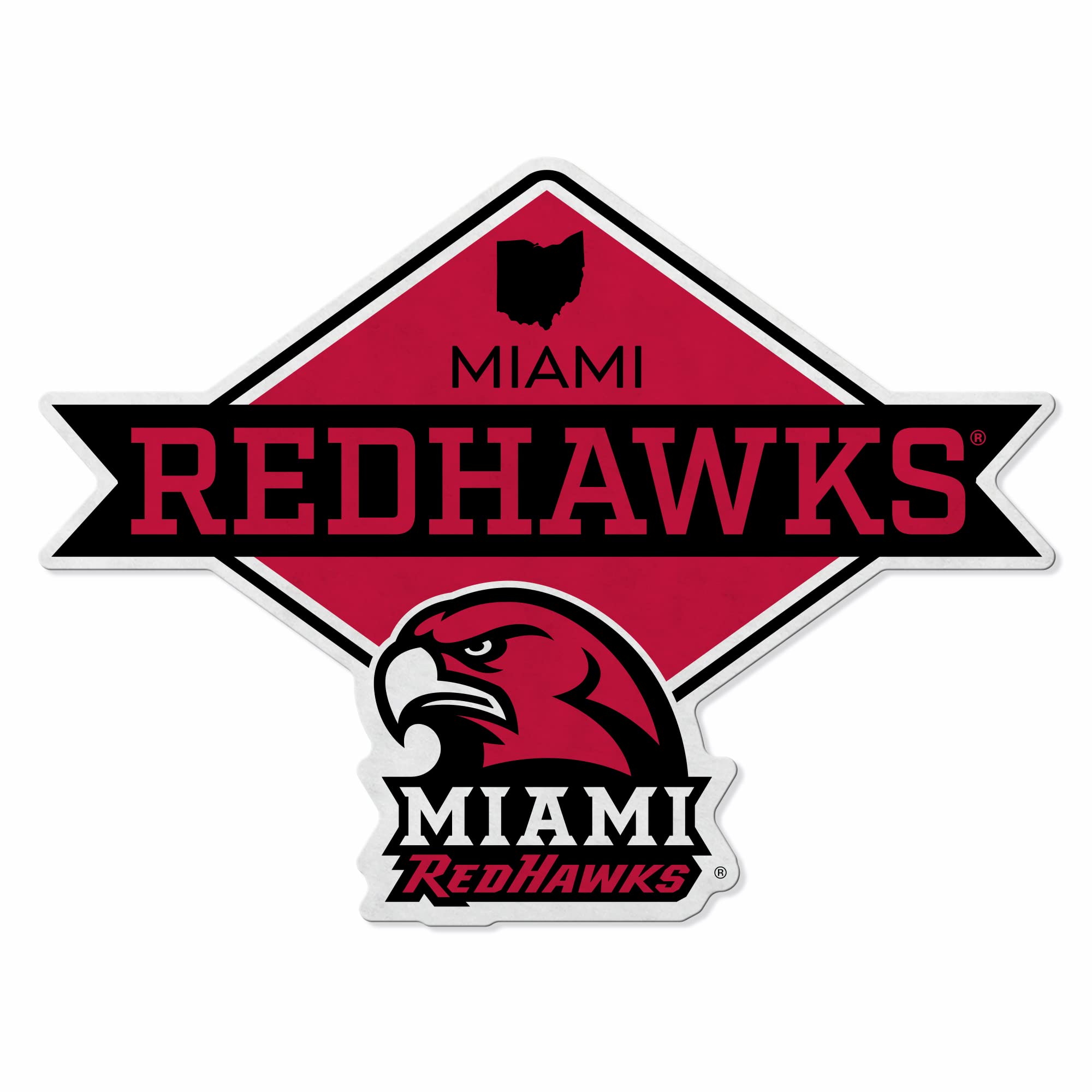 Rico Industries Ncaa Miami Of Ohio Redhawks Diamond Shape Cut Pennant - Home And Living Room D  Cor - Soft Felt Ez To Hang