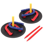 Gse Indoor And Outdoor Rubber Horseshoe Game Set, 4 Horseshoes (2 Red/2 Blue), 2 Rubber Mats With Posts, And 2 Plastic Stakes