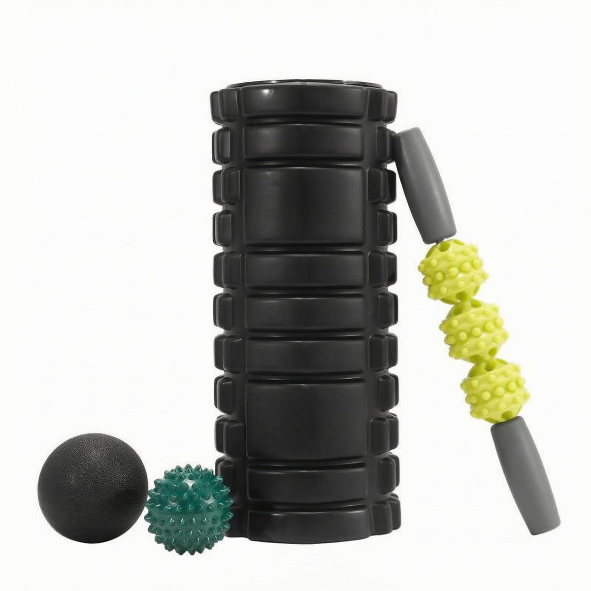 APIRILY 4 Pieces Hollow Foam Roller Set Ribbed Massage Ball Set Spiky Deep Tissue Massage Kit Textured for Stretching, Pilates, 