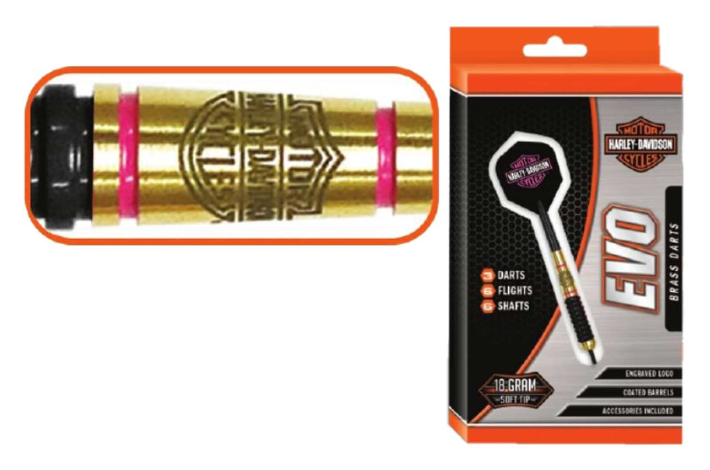 Harley-Davidson Evo Pink Bar & Shield 18 Gr. Soft Tip Darts - Brass Barrels