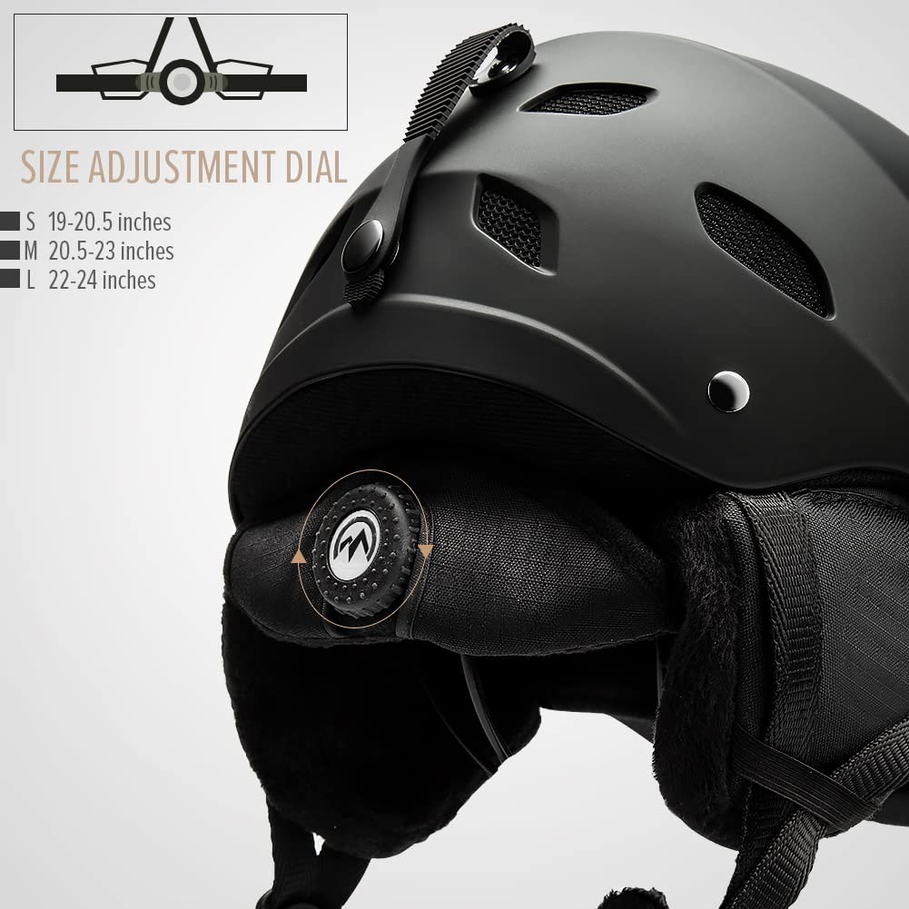 Outdoormaster Kelvin Ski Helmet - Snowboard Helmet For Men, Women & Youth (Black,L)