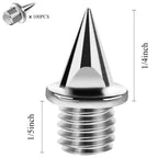 Vocool 100 Pcs 1/4Inch Silver Stainless Steel Track And Cross Country Spikes With Spike Wrench, Pyramid Replacement Track Spikes