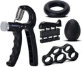 Feinerman Hand Grip Strengthener Set 5PC for Athletes, Adjustable Hand Gripper 560kg, Finger Exerciser, Wrist & Forearm Trainer