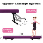 Glant 7.2Ft Ultrasimple Adjustable&Foldable Balance Beam,High-Low Floor Beam Suede Gymnastics Equipment,No Tool Require, Gymnast