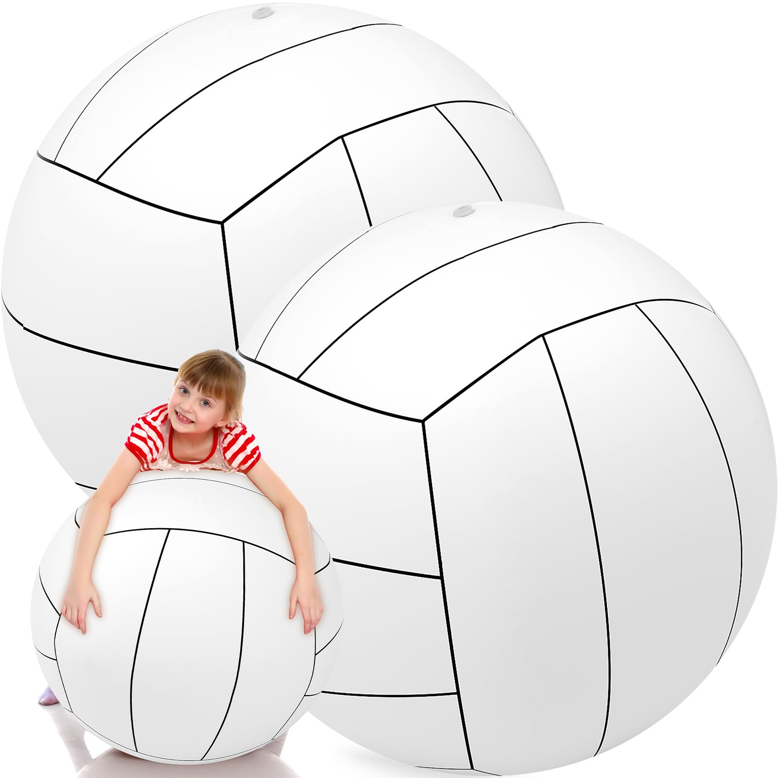 Libima 2 Pcs 27 Inch Giant Inflatable Volleyball Large Beach Pool Games Toys for Outdoor Activity Themed Party (Classic)
