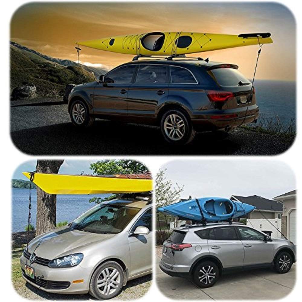 Seamander Kayak Canoe Bow And Stern Straps,Tie Down Straps Heavy Duty Rope Hanger Ratchet 1/4''X10Ft+10Ft